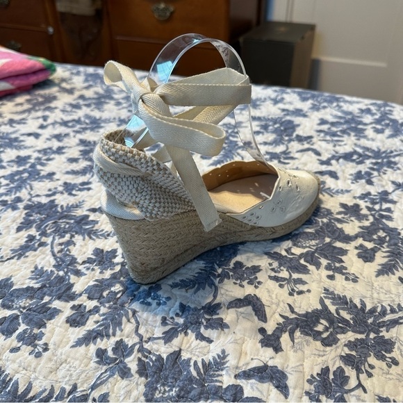 J Crew Shoes Espadrille Cream & Tan Lace Up Boho Eyelet 9 - Picture 6 of 10